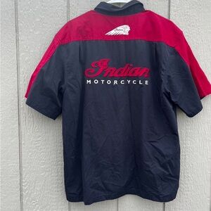 Indian Motorcylce Black & Red Motorcycle Button Up Size Large